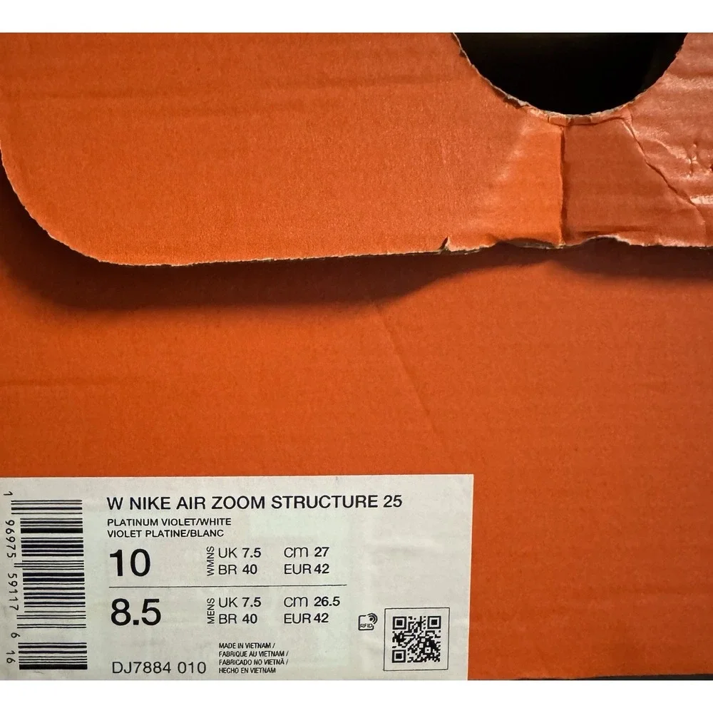 Brand New Nike Air Zoom Structure 25 DJ7884-010 Violet Women Size 10 / Men's 8.5
